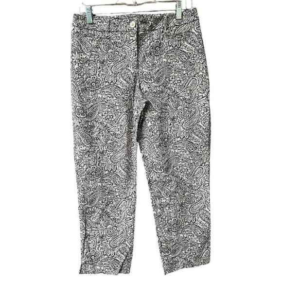 Talbots Petites Women's 8P Pants Floral Paisley‎ Print Cotton Stretch - Picture 1 of 9